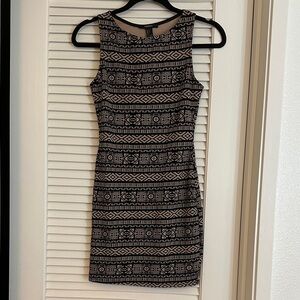 Black and Cream Patterned Dress forever 21 Aztec print